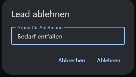 Lead Ablehnen
