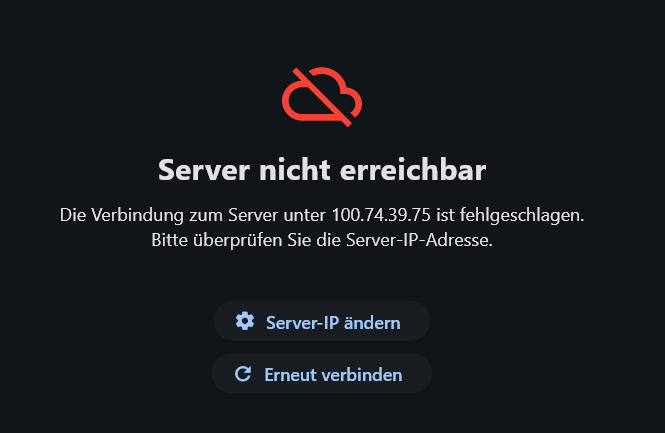 Server nicht erreichbar